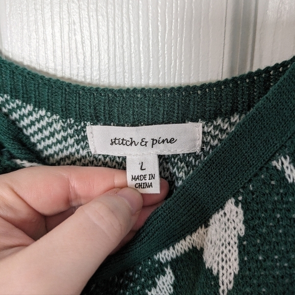 Stitch & Pine Retro Abstract Green Swirls Bodycon Tank Top Sweater Dress Size L - Picture 2 of 7